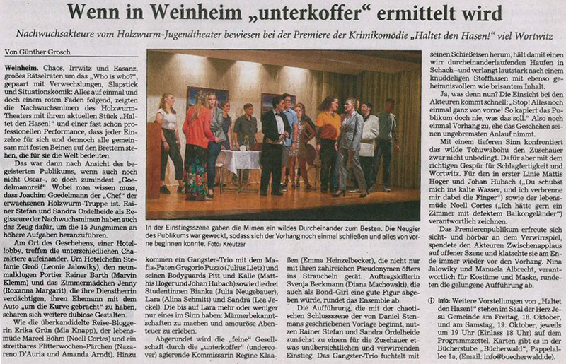 Haltet den...Hasen - Rhein-Neckar Zeitung Oktober 2019