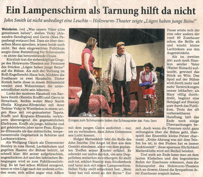 Lügen haben junge Beine - Rhein-Neckar Zeitung 09. Apr. 2008
